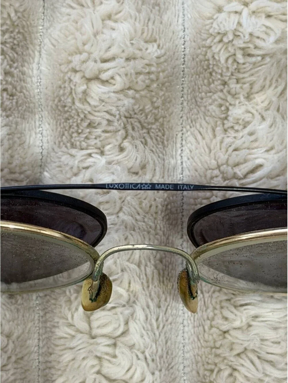 Vintage Round Clip On Sunglasses Luxottica Italy Cable Temple Japan 49x22